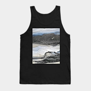 Abstract Mountains, Landscape, Blue, Black, Gold Tank Top